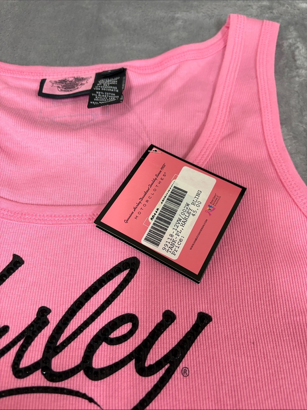 Harley-Davidson Pink Tank with Black Script Logo - Picture 2 of 4